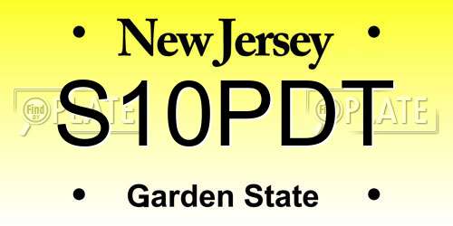 S10PDT New Jersey License Plate