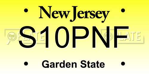 S10PNF New Jersey License Plate