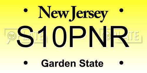 S10PNR New Jersey License Plate