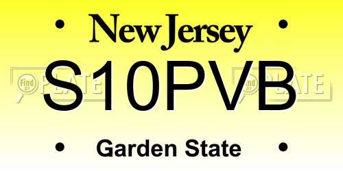 S10PVB New Jersey License Plate