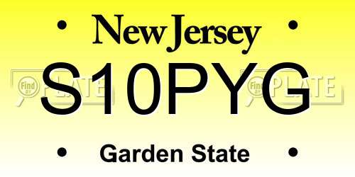 S10PYG New Jersey License Plate