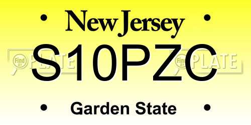 S10PZC New Jersey License Plate