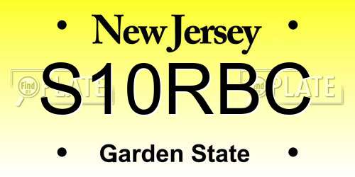 S10RBC New Jersey License Plate