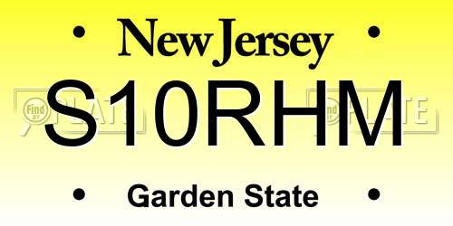 S10RHM New Jersey License Plate
