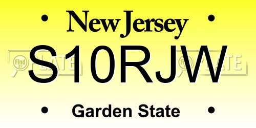 S10RJW New Jersey License Plate