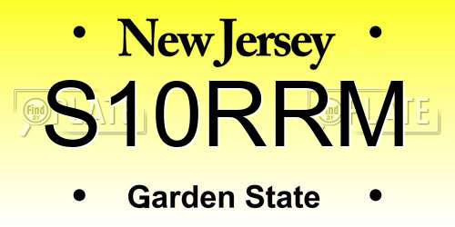 S10RRM New Jersey License Plate