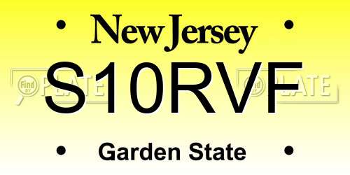 S10RVF New Jersey License Plate
