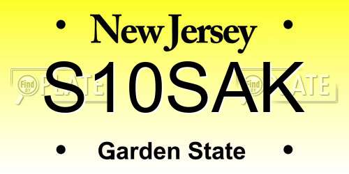 S10SAK New Jersey License Plate