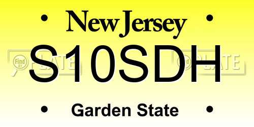 S10SDH New Jersey License Plate