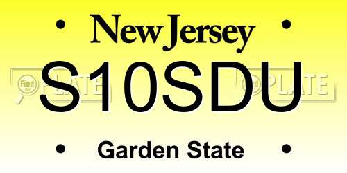 S10SDU New Jersey License Plate