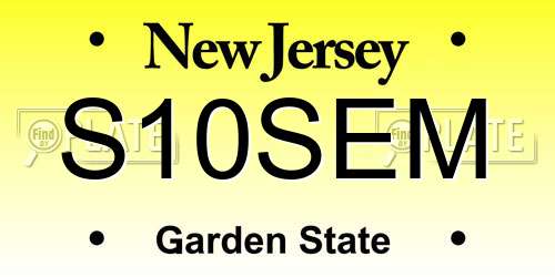 S10SEM New Jersey License Plate