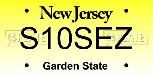 S10SEZ New Jersey License Plate