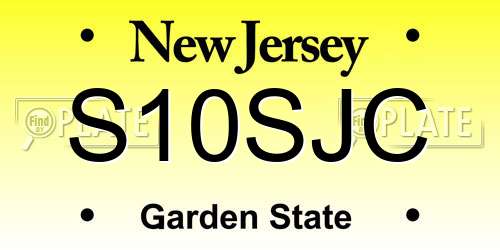 S10SJC New Jersey License Plate
