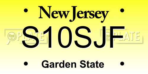 S10SJF New Jersey License Plate