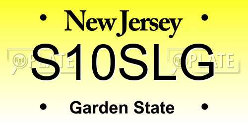 S10SLG New Jersey License Plate