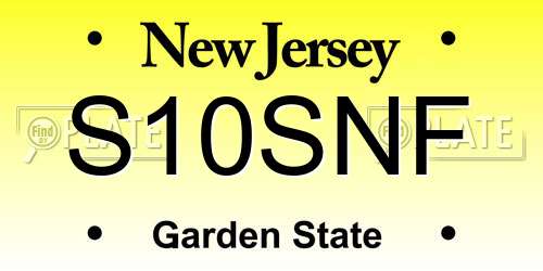 S10SNF New Jersey License Plate