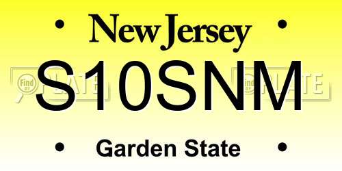 S10SNM New Jersey License Plate