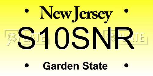 S10SNR New Jersey License Plate