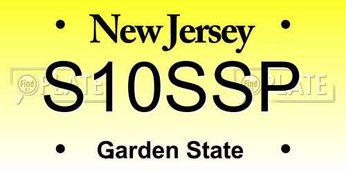 S10SSP New Jersey License Plate