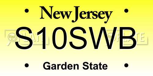 S10SWB New Jersey License Plate