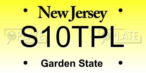 S10TPL New Jersey License Plate