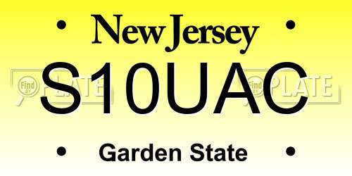 S10UAC New Jersey License Plate