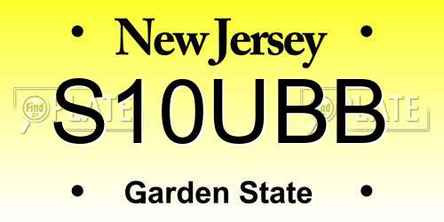 S10UBB New Jersey License Plate