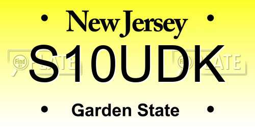 S10UDK New Jersey License Plate