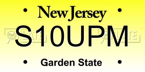 S10UPM New Jersey License Plate