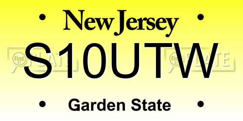 S10UTW New Jersey License Plate