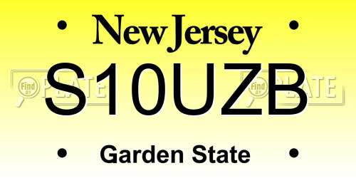 S10UZB New Jersey License Plate
