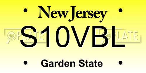 S10VBL New Jersey License Plate