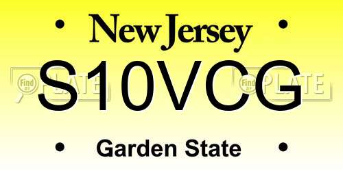 S10VCG New Jersey License Plate