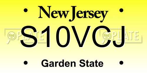 S10VCJ New Jersey License Plate
