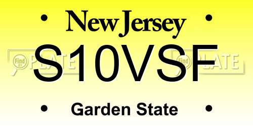 S10VSF New Jersey License Plate