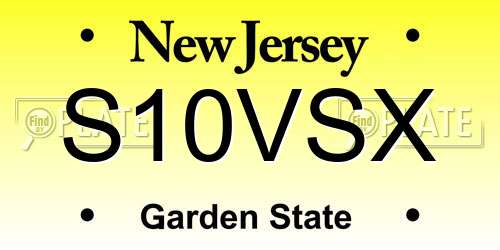 S10VSX New Jersey License Plate