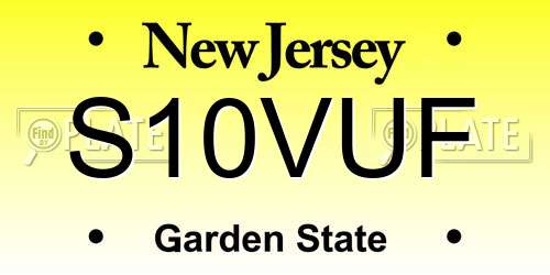 S10VUF New Jersey License Plate