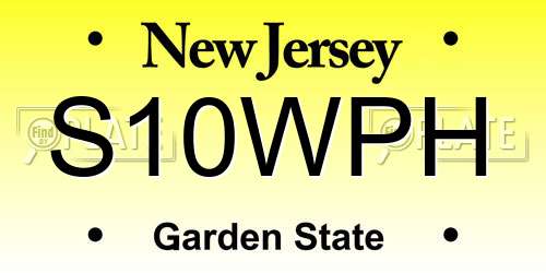 S10WPH New Jersey License Plate