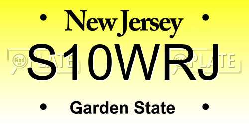 S10WRJ New Jersey License Plate
