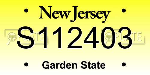 S112403 New Jersey License Plate