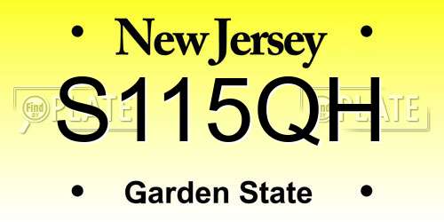 S115QH New Jersey License Plate