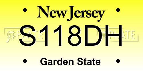 S118DH New Jersey License Plate