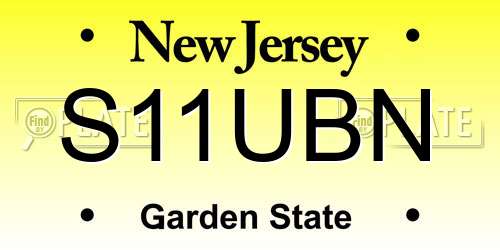 S11UBN New Jersey License Plate