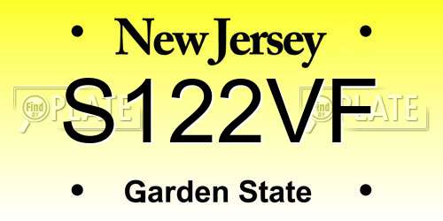 S122VF New Jersey License Plate
