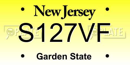 S127VF New Jersey License Plate