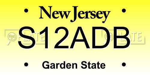 S12ADB New Jersey License Plate