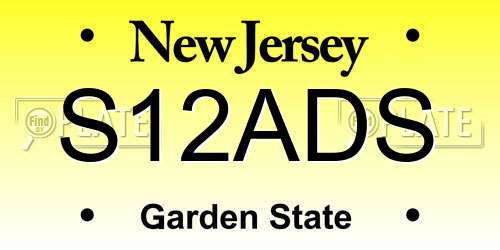 S12ADS New Jersey License Plate