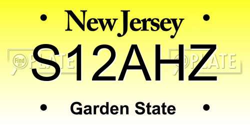 S12AHZ New Jersey License Plate