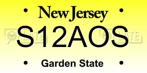 S12AOS New Jersey License Plate