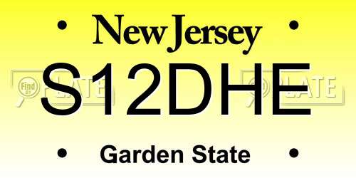 S12DHE New Jersey License Plate